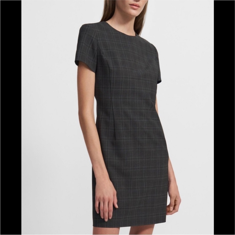 Babaton Gray Wool Blend Glen Plaid Silhouette Sheath Dress SZ 4 EUC